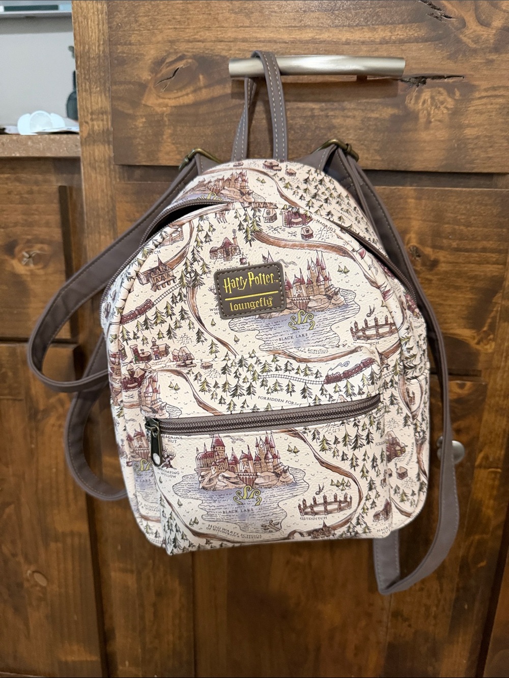 Loungefly Harry Potter Map-Print Mini Backpack in Cream and Brown